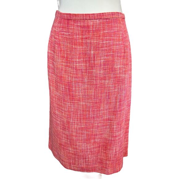 Talbots Pure Silk Skirt Sze 14 Heather Pink Tweed A Line Lined Back Zip and Slit - Picture 1 of 10